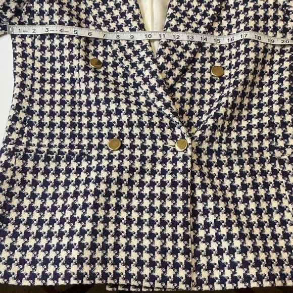 Vintage Houndstooth Wool Blazer Oversized Preppy Old Money Size 14 - Picture 10 of 15